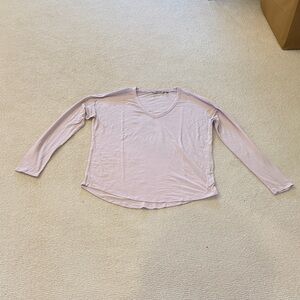 Athleta Light Purple V-Neck Long Sleeve Top